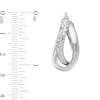 Thumbnail Image 2 of 26.0mm Textured Twist Oval Hoop Earrings in Hollow Sterling Silver
