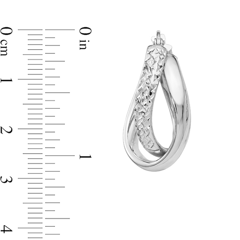Main Image 2 of 26.0mm Textured Twist Oval Hoop Earrings in Hollow Sterling Silver