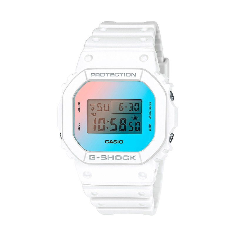 Main Image 1 of Men’s Casio G-Shock Beach Time Digital White Resin Strap Watch with Octagonal Dial (Model: DW5600TL-7)