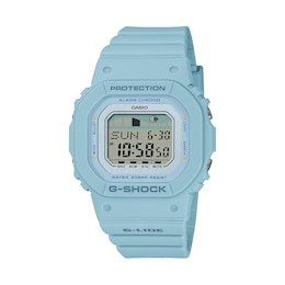 Ladies’ Casio G-Shock G-LIDE Surf Digital Light Blue Resin Strap Watch with Octagonal Dial (Model:GLXS5600-2)