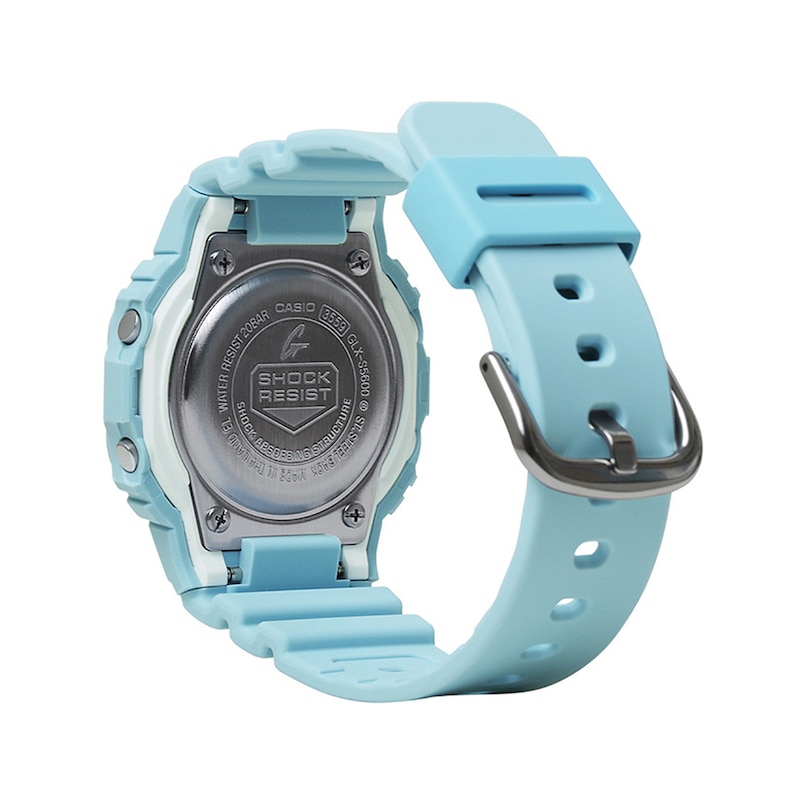 Main Image 2 of Ladies’ Casio G-Shock G-LIDE Surf Digital Light Blue Resin Strap Watch with Octagonal Dial (Model:GLXS5600-2)
