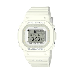 Ladies’ Casio G-Shock G-LIDE Surf Digital White Resin Strap Watch with Octagonal Dial (Model: GLXS5600-7B)
