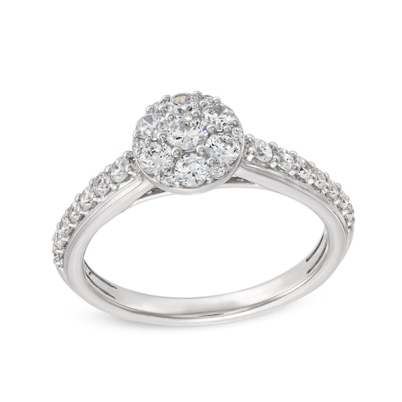 3/4 CT. T.w. Multi-Diamond Engagement Ring in 14K White Gold