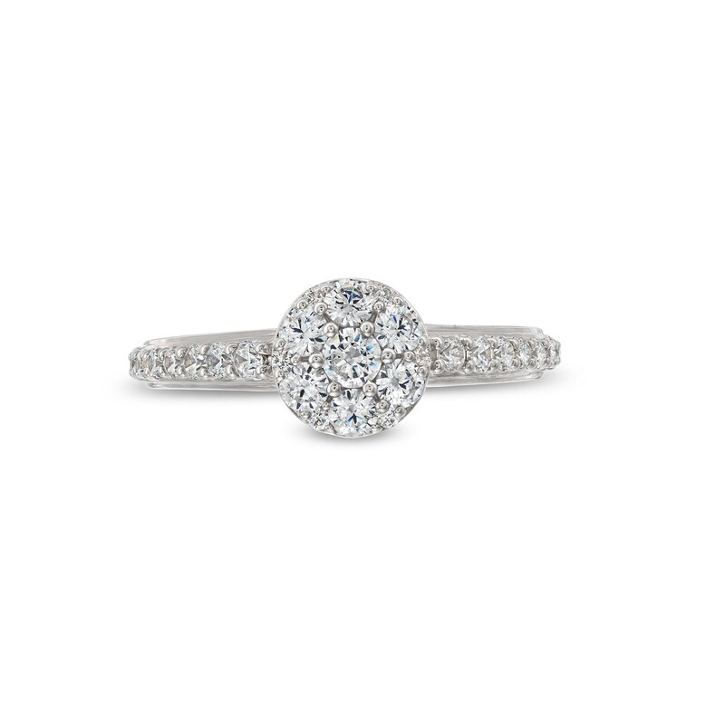 Main Image 3 of 3/4 CT. T.W. Multi-Diamond Engagement Ring in 14K White Gold