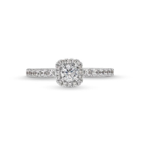 3/4 CT. T.w. Diamond Cushion-Shaped Frame Engagement Ring in 14K White Gold
