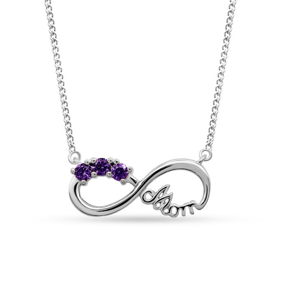 Birthstone Mom Infinity Necklace (3 Stones) - 17"