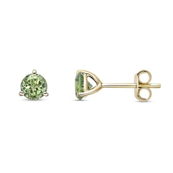 5.0mm Peridot Solitaire Martini Stud Earrings in 10K Gold