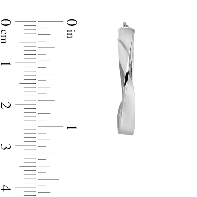 Main Image 2 of Ribbon Twist Oval Hoop Earrings in Hollow Sterling Silver