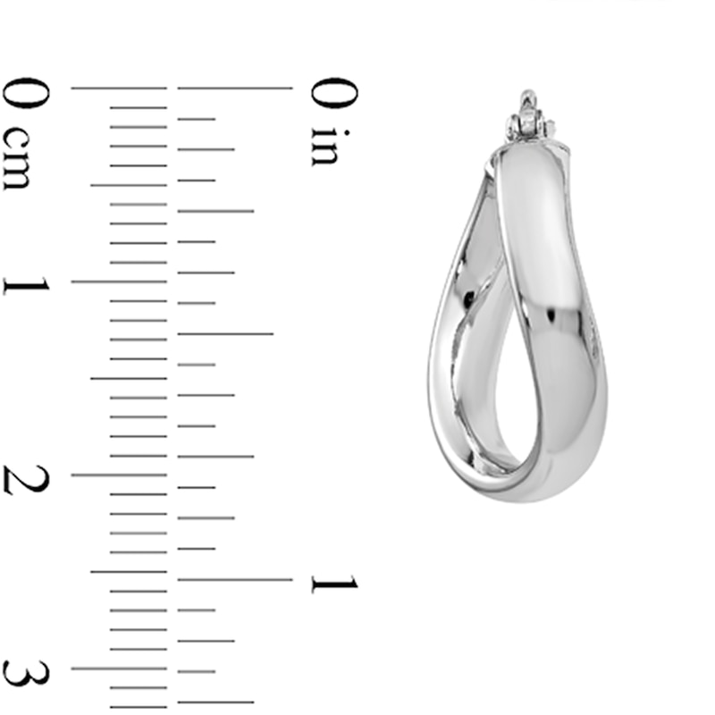 Main Image 2 of 19.0mm Puffed Twist Oval Hoop Earrings in Hollow Sterling Silver