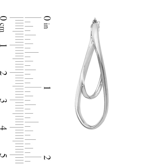 Double Twist Oval Hoop Earrings in Hollow Sterling Silver