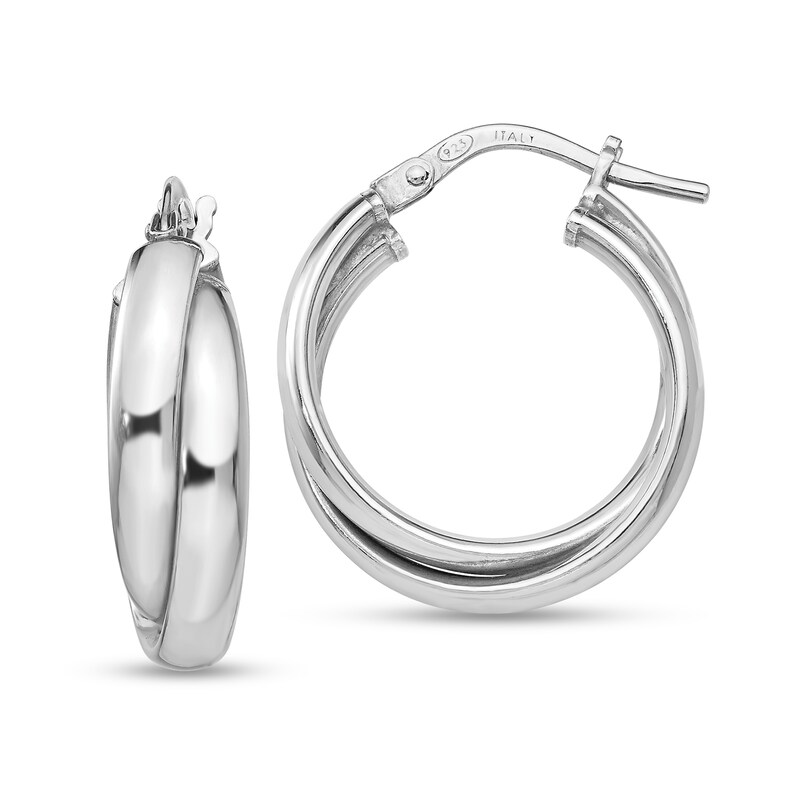 Main Image 1 of 20.5mm Crossover Hoop Earrings in Hollow Sterling Silver