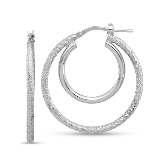 Double-Hoop Earrings in Hollow Sterling Silver