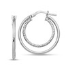 Thumbnail Image 1 of Diamond-Cut Double-Hoop Earrings in Hollow Sterling Silver