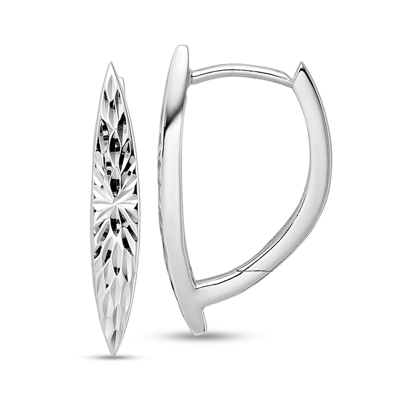 Main Image 1 of Diamond-Cut Marquise-Shaped Earrings in Hollow Sterling Silver