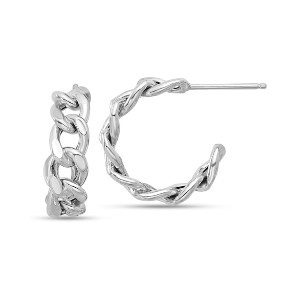 20.0mm Curb Chain Link Open Hoop Earrings in Sterling Silver