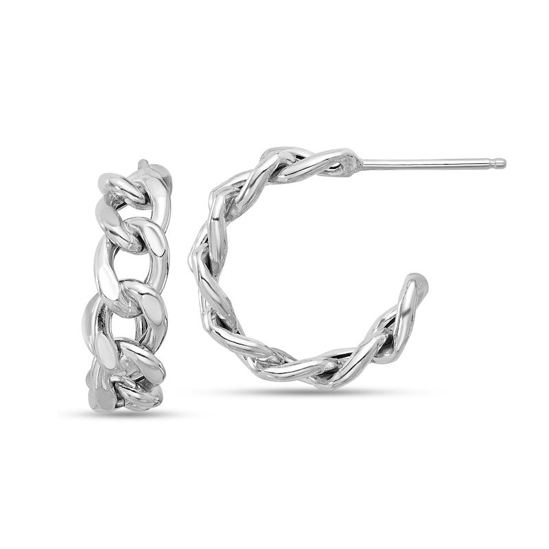 Main Image 1 of 20.0mm Curb Chain Link Open Hoop Earrings in Sterling Silver