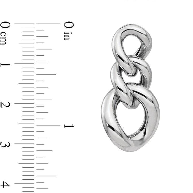 Main Image 2 of Graduated Curb Chain Link Drop Earrings in Solid Sterling Silver