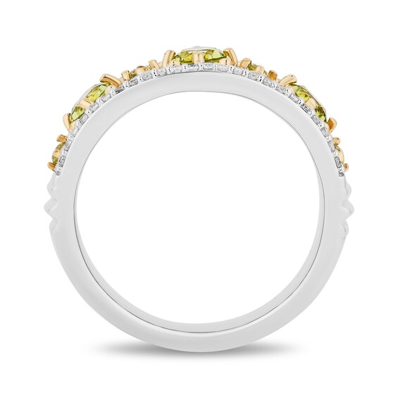 Enchanted Disney Tiana Peridot and 1/5 CT. T.w. Diamond Ornate Ring in Sterling Silver and 10K Gold