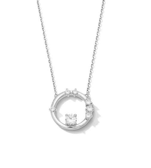 Zales x Nungu 3/4 CT. T.w. Diamond Station Circle Necklace in 14K White Gold