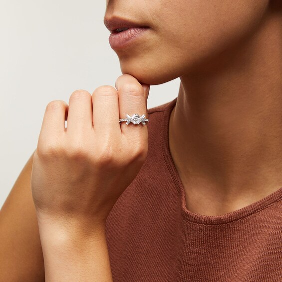 Zales x Nungu 3/4 CT. T.w. Baguette and Round Diamond "Xo" Ring in 14K White Gold