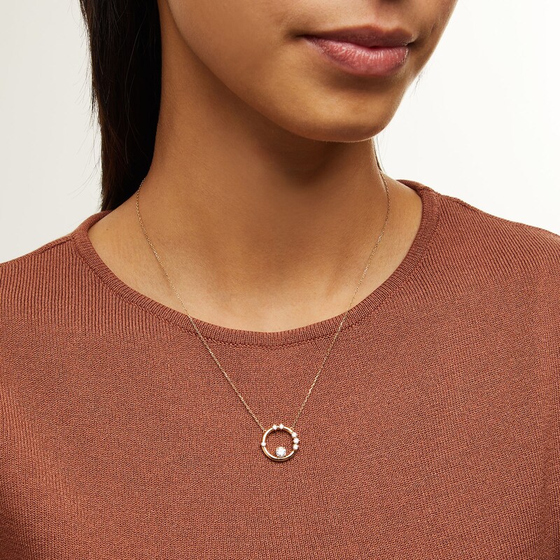 Main Image 2 of Zales x Nungu 3/4 CT. T.W. Diamond Station Circle Necklace in 14K Gold