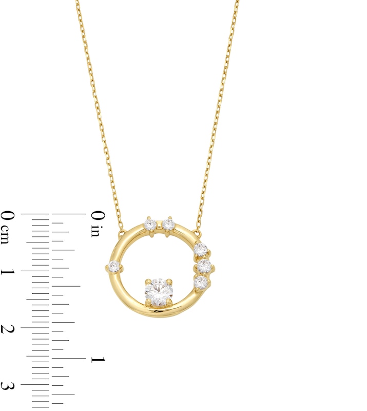 Main Image 4 of Zales x Nungu 3/4 CT. T.W. Diamond Station Circle Necklace in 14K Gold