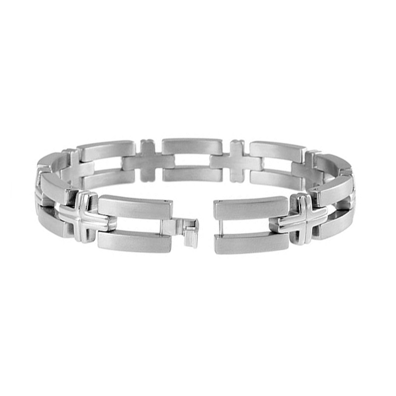 Main Image 1 of Alternating Cross Link Bracelet in Titanium - 8.5"