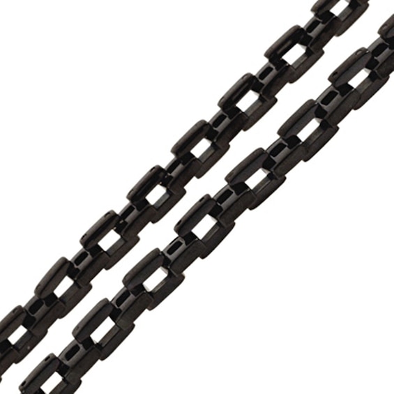 Squared Link Chain Necklace in Stainless Steel with Black Ion Plate - 24"