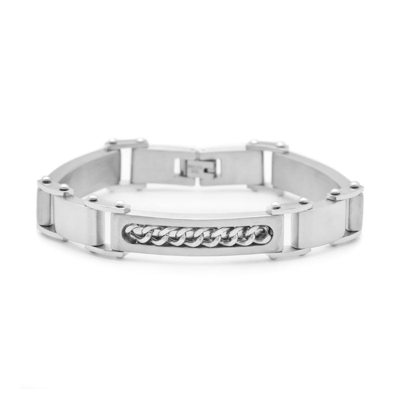 Main Image 1 of Chain Accent Link Bracelet in Stainless Steel - 8.5"