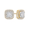 Thumbnail Image 1 of 2 CT. T.W. Cushion-Shaped Certified Lab-Grown Multi-Diamond Frame Stud Earrings in 14K Gold (F/SI2)