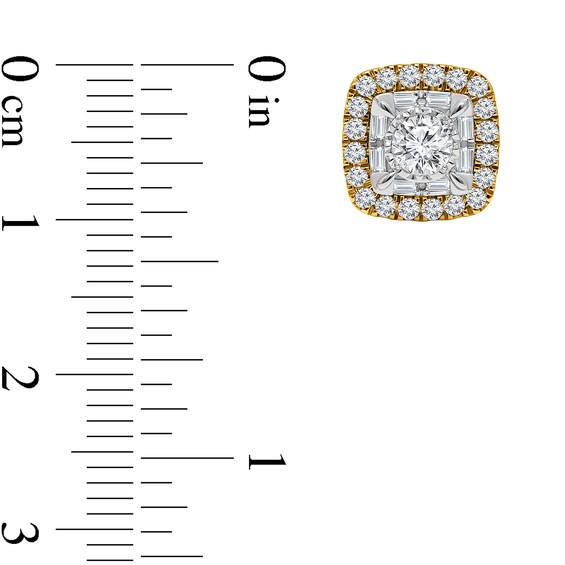 2 CT. T.w. Cushion-Shaped Certified Lab-Grown Multi-Diamond Frame Stud Earrings in 14K Gold (F/Si2)