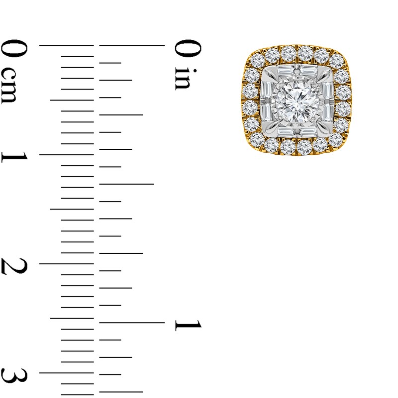 Main Image 2 of 2 CT. T.W. Cushion-Shaped Certified Lab-Grown Multi-Diamond Frame Stud Earrings in 14K Gold (F/SI2)