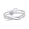 Thumbnail Image 1 of Heart-Shaped Multi-Diamond Accent and Polished Heart Two Piece Stackable Ring Set in 10K White Gold