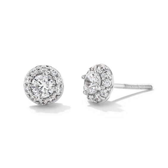 1/2 CT. T.w. Certified Lab-Grown Diamond Frame Stud Earrings in 14K White Gold (F/Si2)