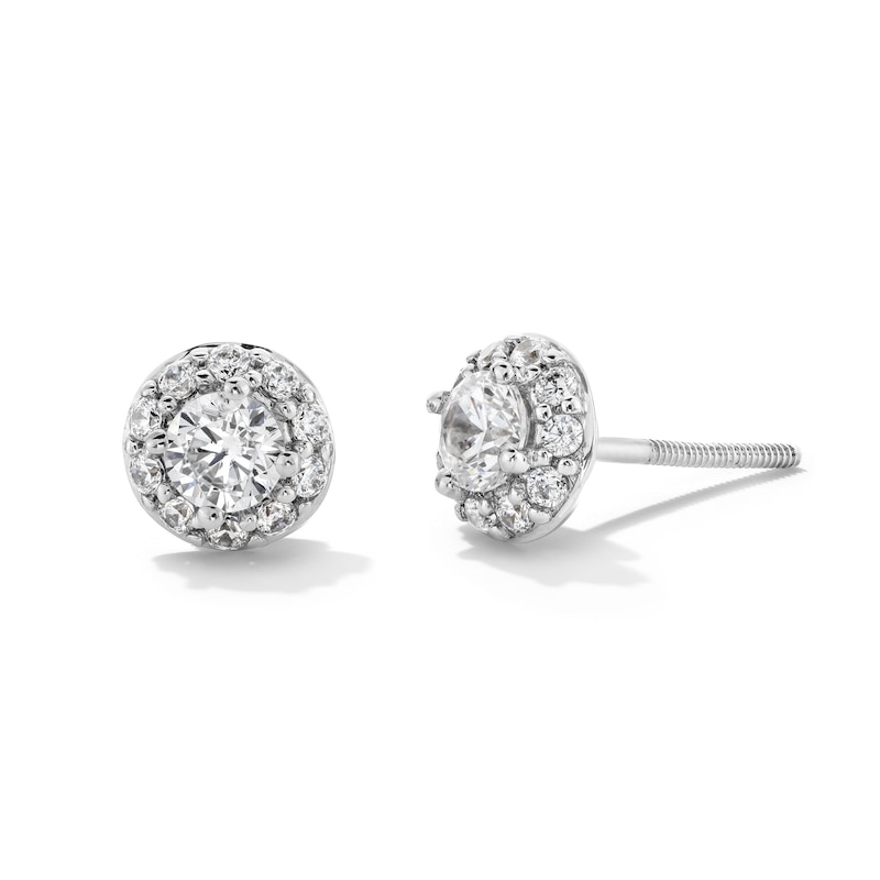 Main Image 1 of 1/2 CT. T.W. Certified Lab-Grown Diamond Frame Stud Earrings in 14K White Gold (F/SI2)