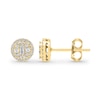 Thumbnail Image 2 of 1/4 CT. T.W. Baguette and Round Multi-Diamond Frame Stud Earrings in 10K Gold