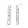Thumbnail Image 1 of 1/4 CT. T.W. Diamond Cuban Curb Chain Linear Drop Earrings in 10K White Gold