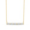 Thumbnail Image 1 of 1/8 CT. T.W. Baguette Diamond Five Stone Bar Necklace in Sterling Silver with 14K Gold Plate