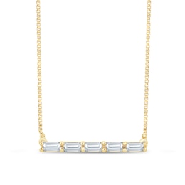1/8 CT. T.W. Baguette Diamond Five Stone Bar Necklace in Sterling Silver with 14K Gold Plate