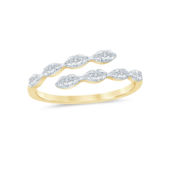 1/4 CT. T.w. Diamond Bypass Ring in Sterling Silver with 14K Gold Plate