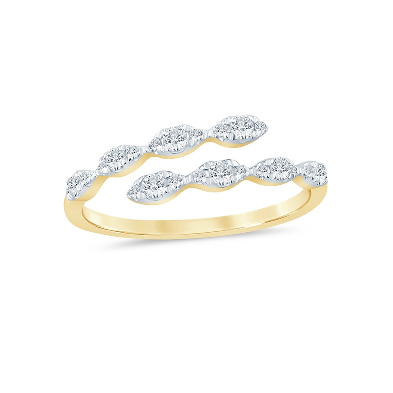 Main Image 1 of 1/4 CT. T.W. Diamond Bypass Ring in Sterling Silver with 14K Gold Plate