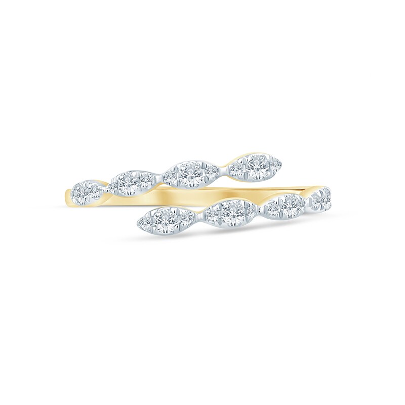 Main Image 2 of 1/4 CT. T.W. Diamond Bypass Ring in Sterling Silver with 14K Gold Plate