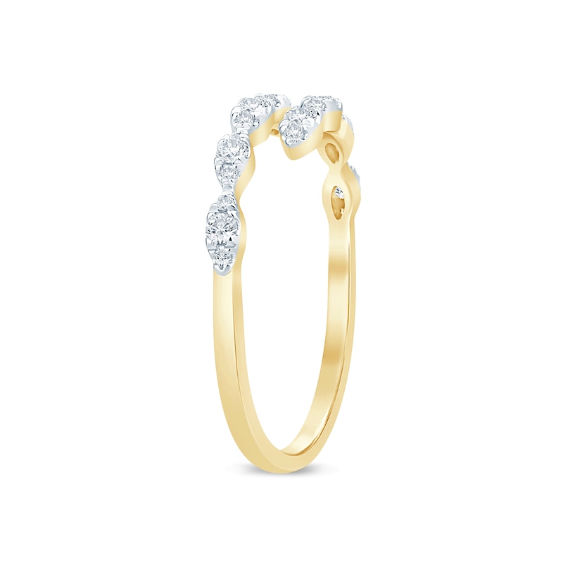 Main Image 3 of 1/4 CT. T.W. Diamond Bypass Ring in Sterling Silver with 14K Gold Plate