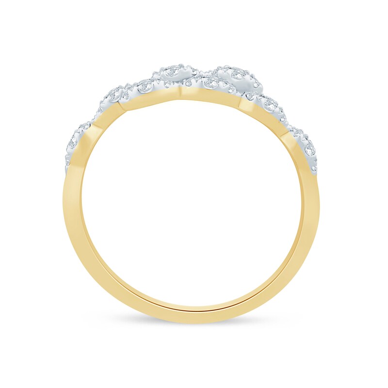 Main Image 4 of 1/4 CT. T.W. Diamond Bypass Ring in Sterling Silver with 14K Gold Plate