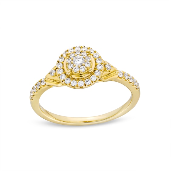 1/3 CT. T.w. Multi-Diamond Frame Collar Engagement Ring in 10K Gold