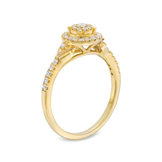1/3 CT. T.w. Multi-Diamond Frame Collar Engagement Ring in 10K Gold