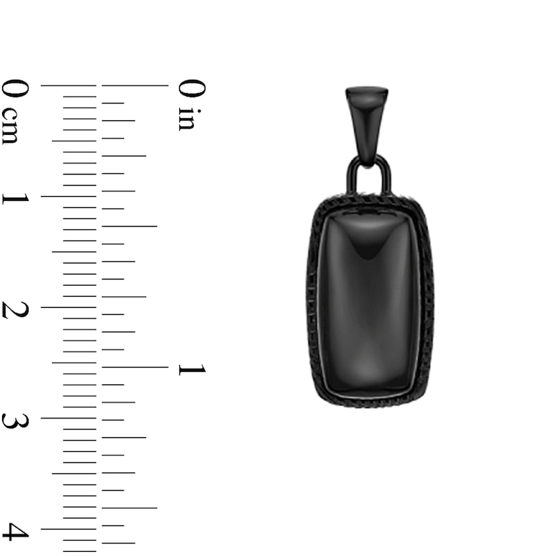 Main Image 6 of Elongated Cushion-Shaped Onyx Pendant in Stainless Steel with Black Ion Plate - 24”