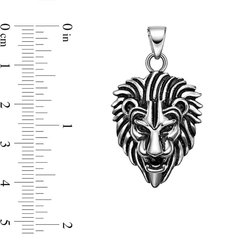 Main Image 6 of Antique-Finish Lion Head Pendant in Stainless Steel - 24”