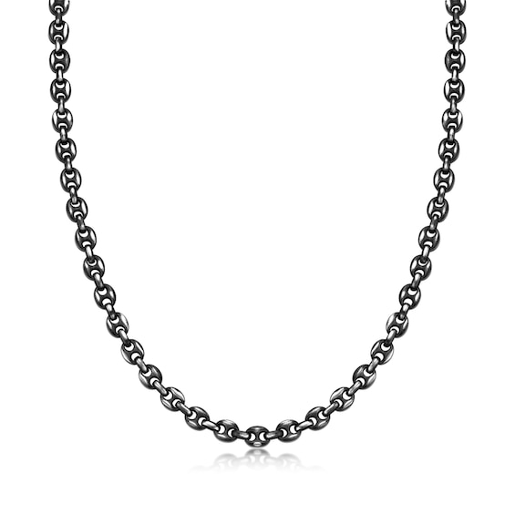 7.5mm Antique-Finish Mariner Chain Necklace in Solid Stainless Steel with Black Ion Plate - 22â