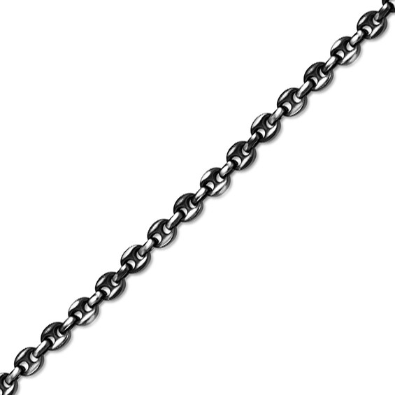 7.5mm Antique-Finish Mariner Chain Necklace in Solid Stainless Steel with Black Ion Plate - 22â